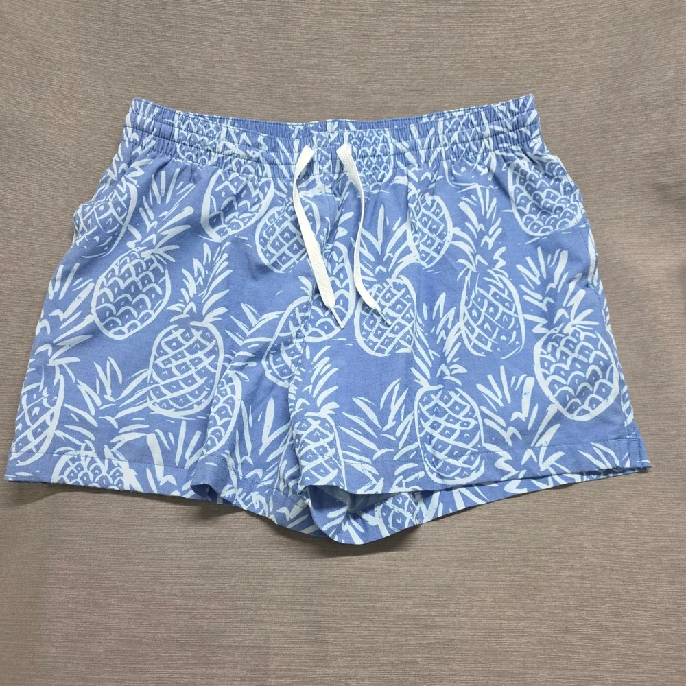 chubbies Light Blue Pineapple Print Swim Trunks 4” Inseam
